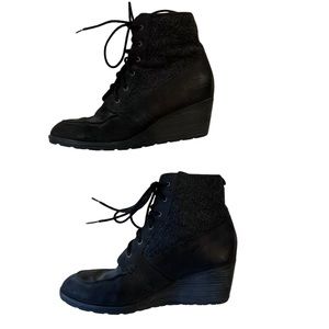 Womens North Face Bridgeton Lace-up Wedge Black Mixed Fabric Boots Size 10